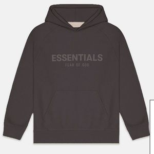 NWT Fear of God Essentials Off Black Waffle Knit Raglan Hoodie